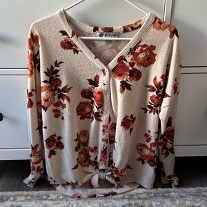 Floral Soft Tie Sweater